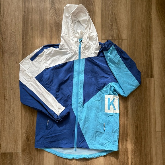 Kith Madison Blue and White Hooded Windbreaker size Medium